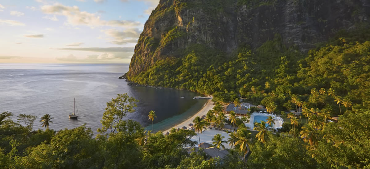 Sugar Beach, St Lucia - aerial view